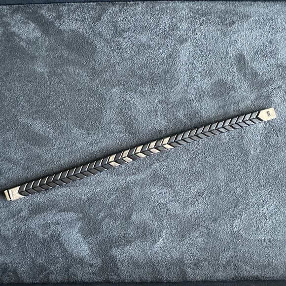 David Yurman Chevron Woven Bracelet w/ Black Titanium & White Diamonds - RARE - Picture 10 of 15